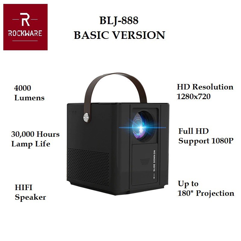 AKN88 - ROCKWARE BLJ-888 Basic Version - HD Projector 4000 Lumens