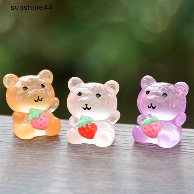 Sunshine 1Pc Luminous Cute Bear Micro Ornamen Miniatur Pot Dekorasi Landscape ID