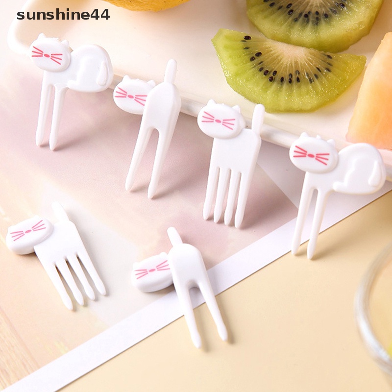 Sunshine 6pcs Mini Anak Hewan Makanan Buah Picks Garpu Kotak Makan Aksesori Dekorasi Alat ID