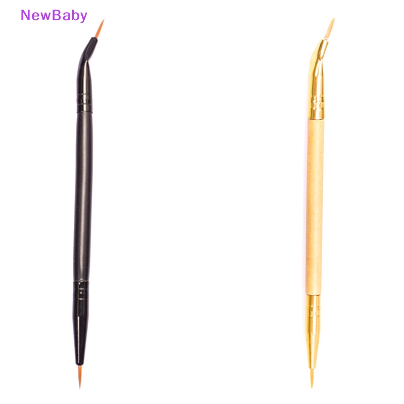 Newbaby 1PC Sikat Eyeliner Bengkok Ujung Ganda Gagang Detail Mata Brush Makeup ID