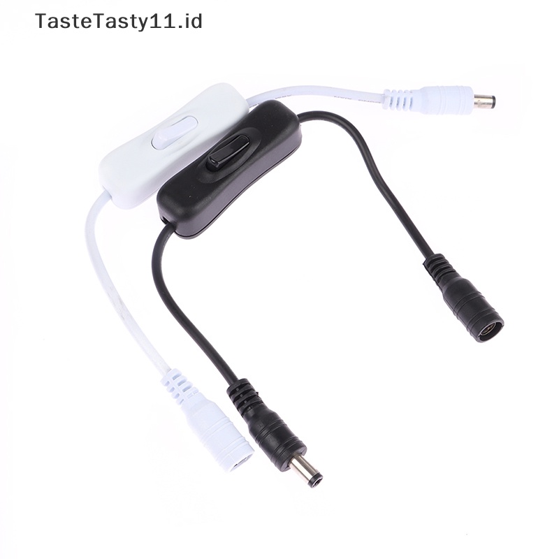 Tastetasty 1Pc Saklar Lampu DC 12V Female Male Kabel Listrik Hitam Putih Saklar Konektor DC.
