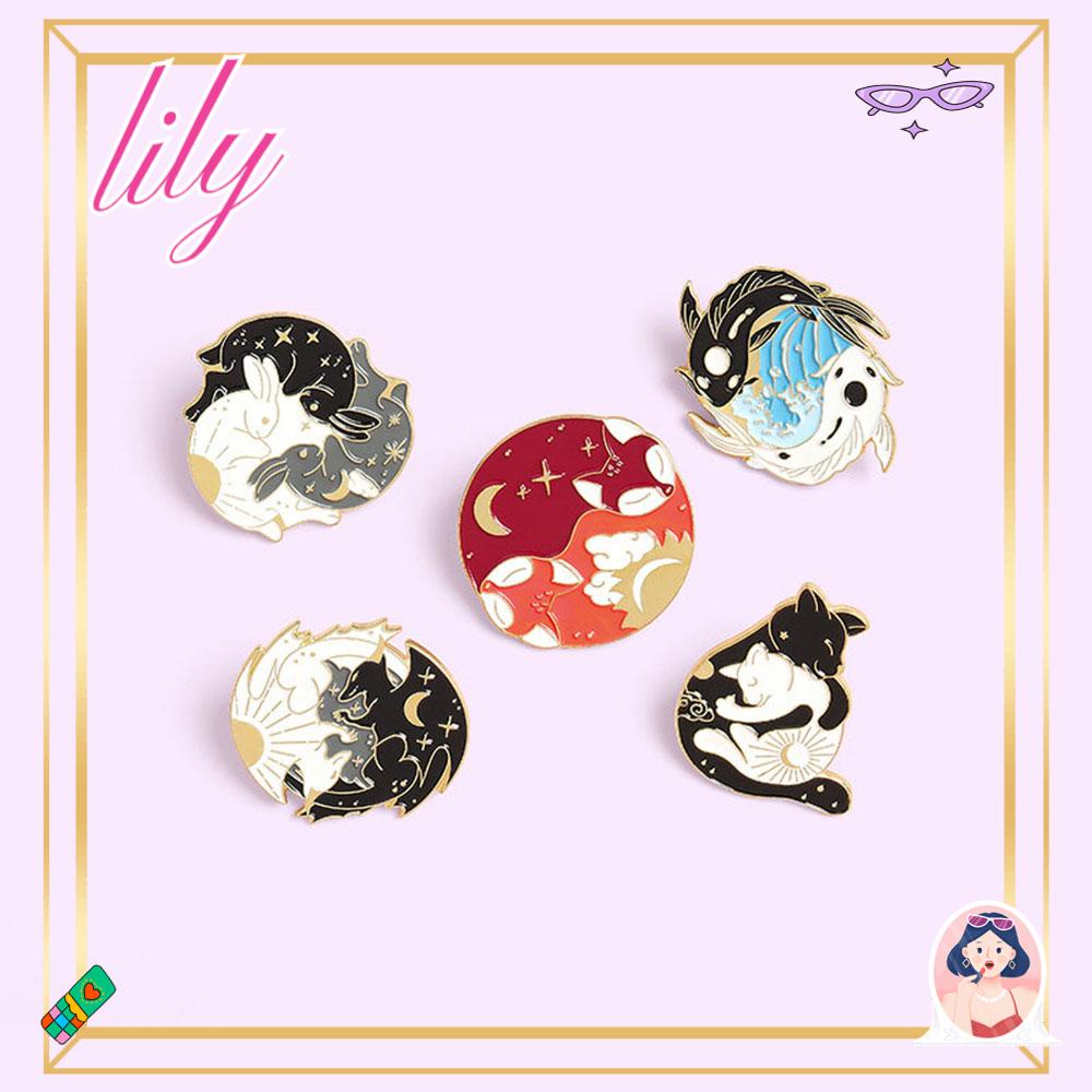 Lily Bagua Bagan Bros Seni Hewan Kerah Aksesoris Kelinci Ikan Mas Enamel Lencana