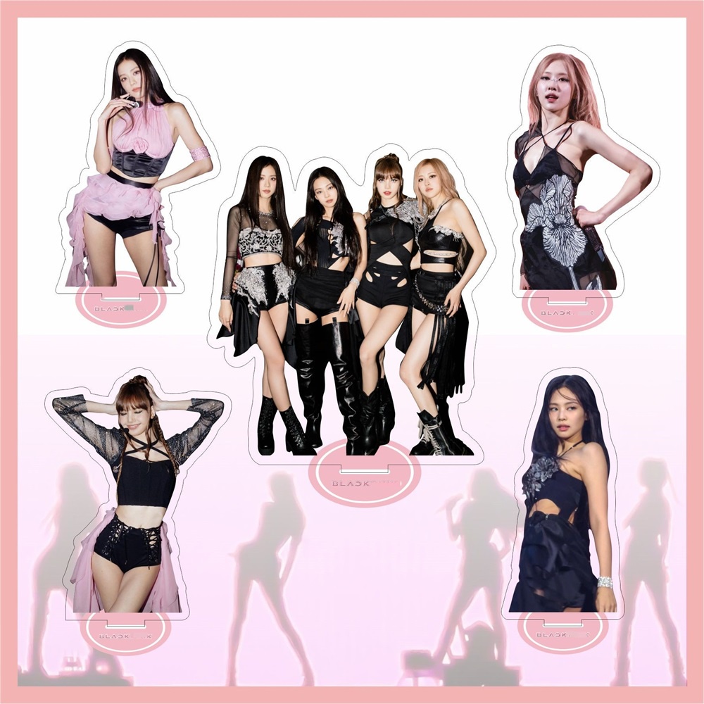 1pcs Blackpink Lisa Jisoo Coachella Valley Musik Transparan Papan Nama Berdiri Dua Sisi 10cm Blackpink