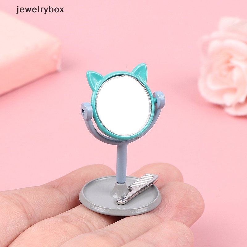 [jewelrybox]1Per12 Makeup Mini Telinga Kelinci Cermin Furniture Untuk Aksesoris Mainan Rumah Boneka Butik