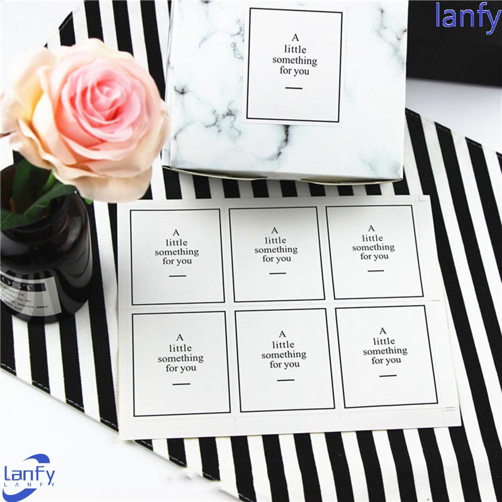 Lanfy Stiker DIY Label Penyegel Persegi Panjang Putih