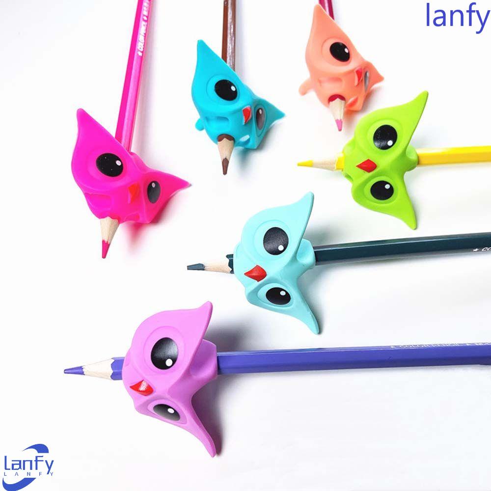 Lanfy Owl Pen Grips Lucu 3Pcs/lot Silikon Belajar Tulisan Tangan Pensil Praktek Alat Tulis Hold Pen Handwriting Aid Guide