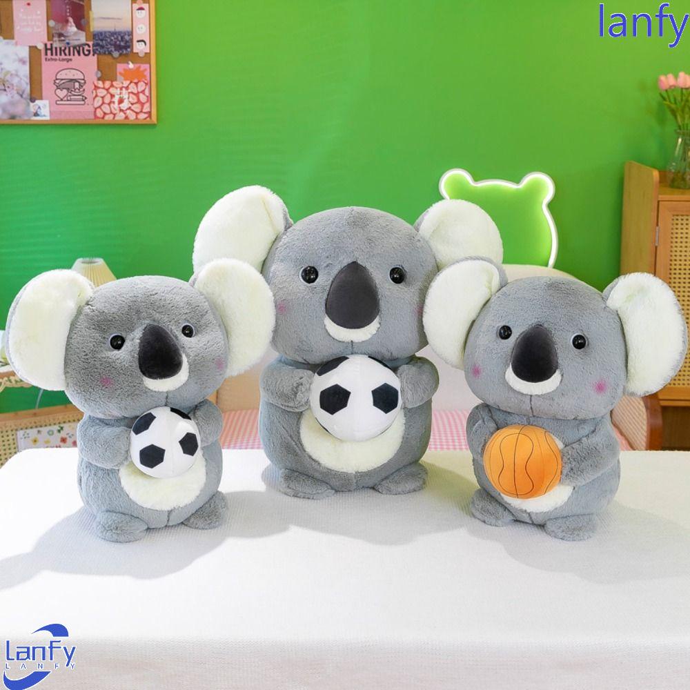 Lanfy Sport Koala Boneka Lucu Lembut Kualitas Tinggi Raket Boneka Mainan Menemani Boneka Memegang Bola Yang Nyaman Plushie Boneka Boneka Boneka Boneka Binatang