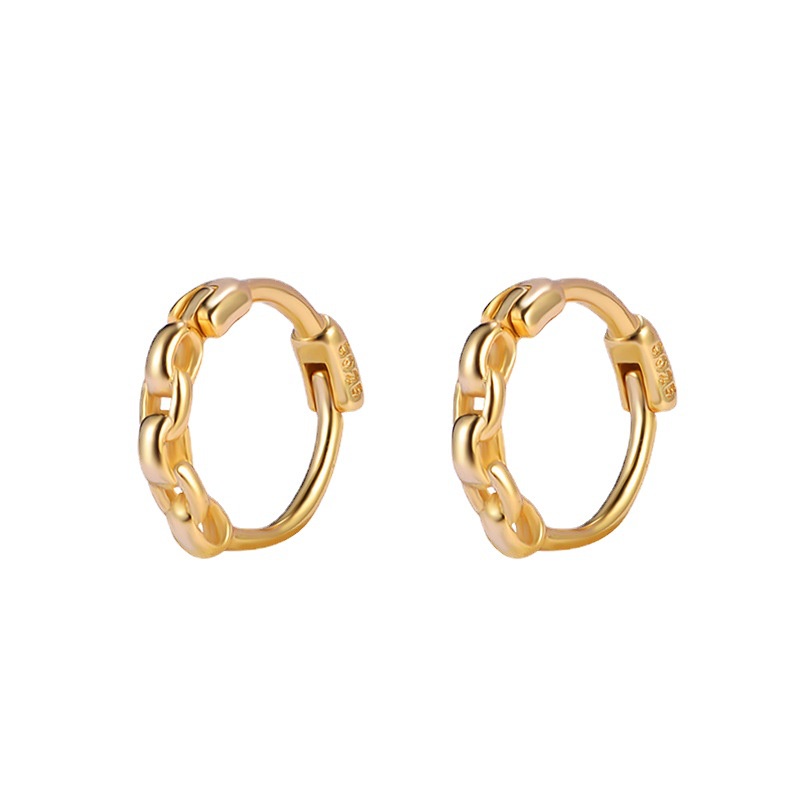 Goldkingdom Aksesoris Perhiasan Fashion Ready Stock Tulang Gesper Berlapis Anting Emas Cincin Kecil Berlapis Dengan925 Geometris Cincin Telinga Kecil Perempuan