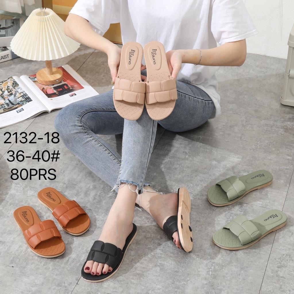 Sandal Slop Flat Jelly Karet Wanita Motif Roti Sobek LLS 2132-18 36-40