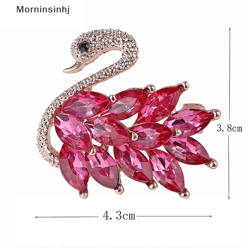 Mornin 1pc Alloy Crystal Swan Bros Kristal Hewan Bros Jas Kerah Pin Hias id