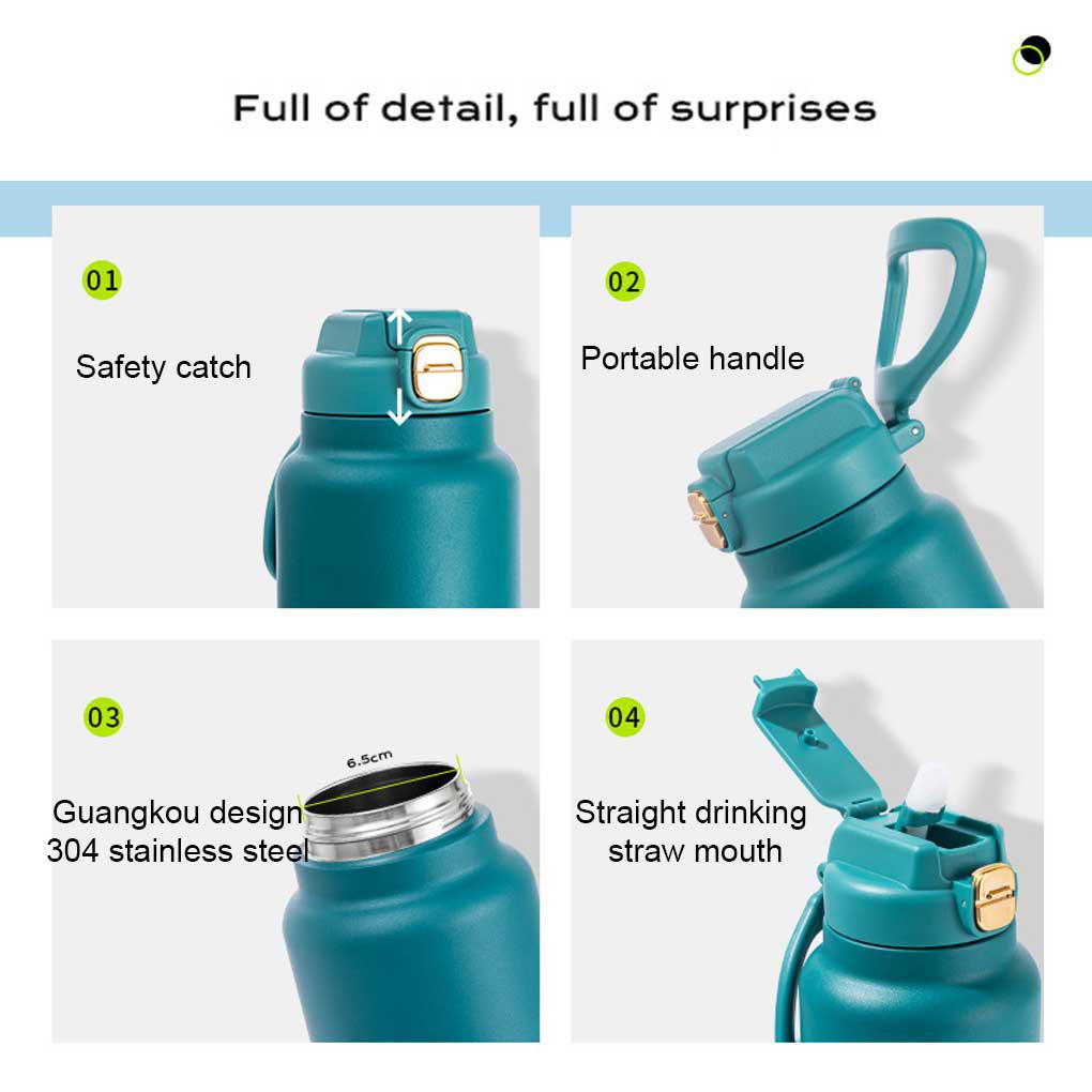 Stainless Steel Vacuum Portable Lifting Handle Langsung Minum 1500ml Volume Besar Anti Bocor Vacuums Flask Hadiah