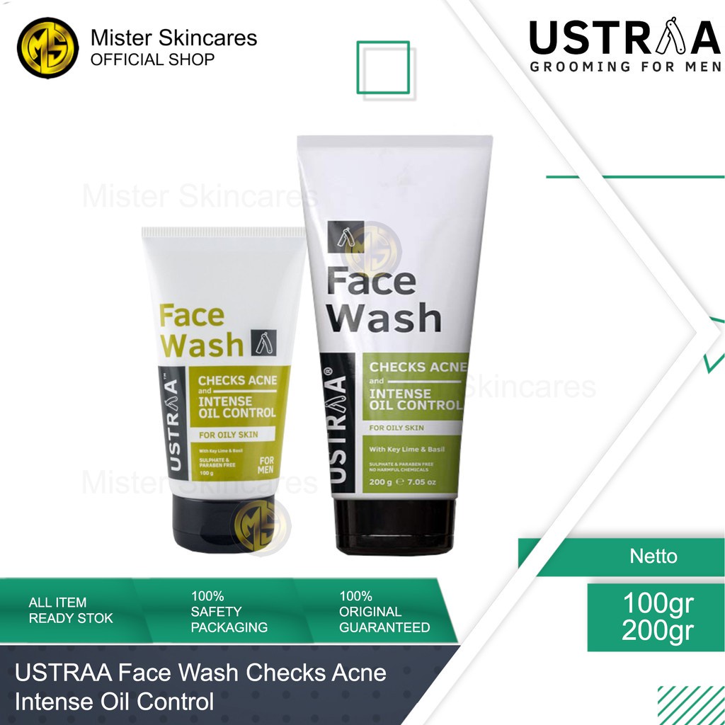 Ustraa Face Wash Checks Acne &amp; Instensive Oil Control - Cocok Kulit Berjerawat &amp; Berminyak