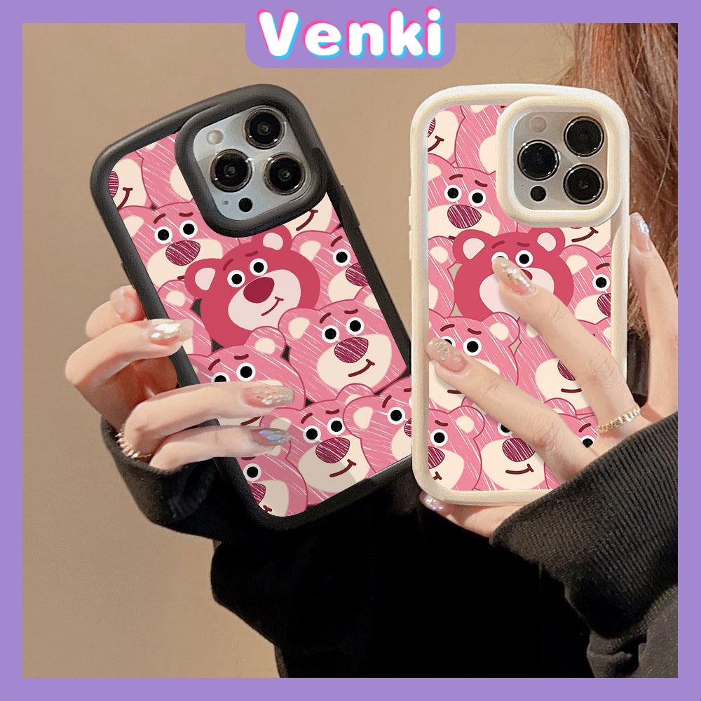 VENKI - For iPhone 11 iPhone Case Matte TPU Soft Case Black Beige Shockproof Protection Camera Strawberry and Bear Compatible with iPhone14 13 Pro max 12 Pro Max xr xs max 7 8Plus