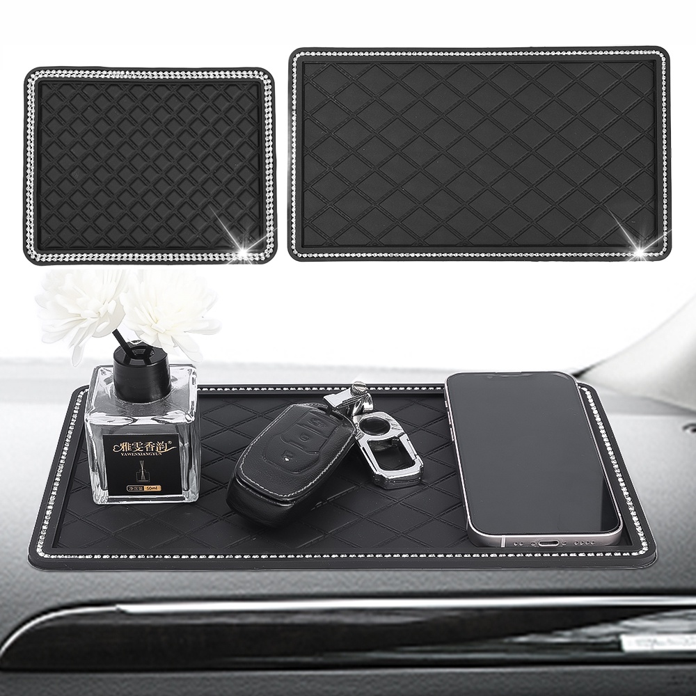 Mobil Magic Dashboard Anti slip Gel Mat Mewah Kristal Berlian Imitasi Non-slip Pad Multifungsi Pad Perekat Untuk Ponsel Parfum Kacamata Hitam Kunci Autobomile Aksesoris Interior