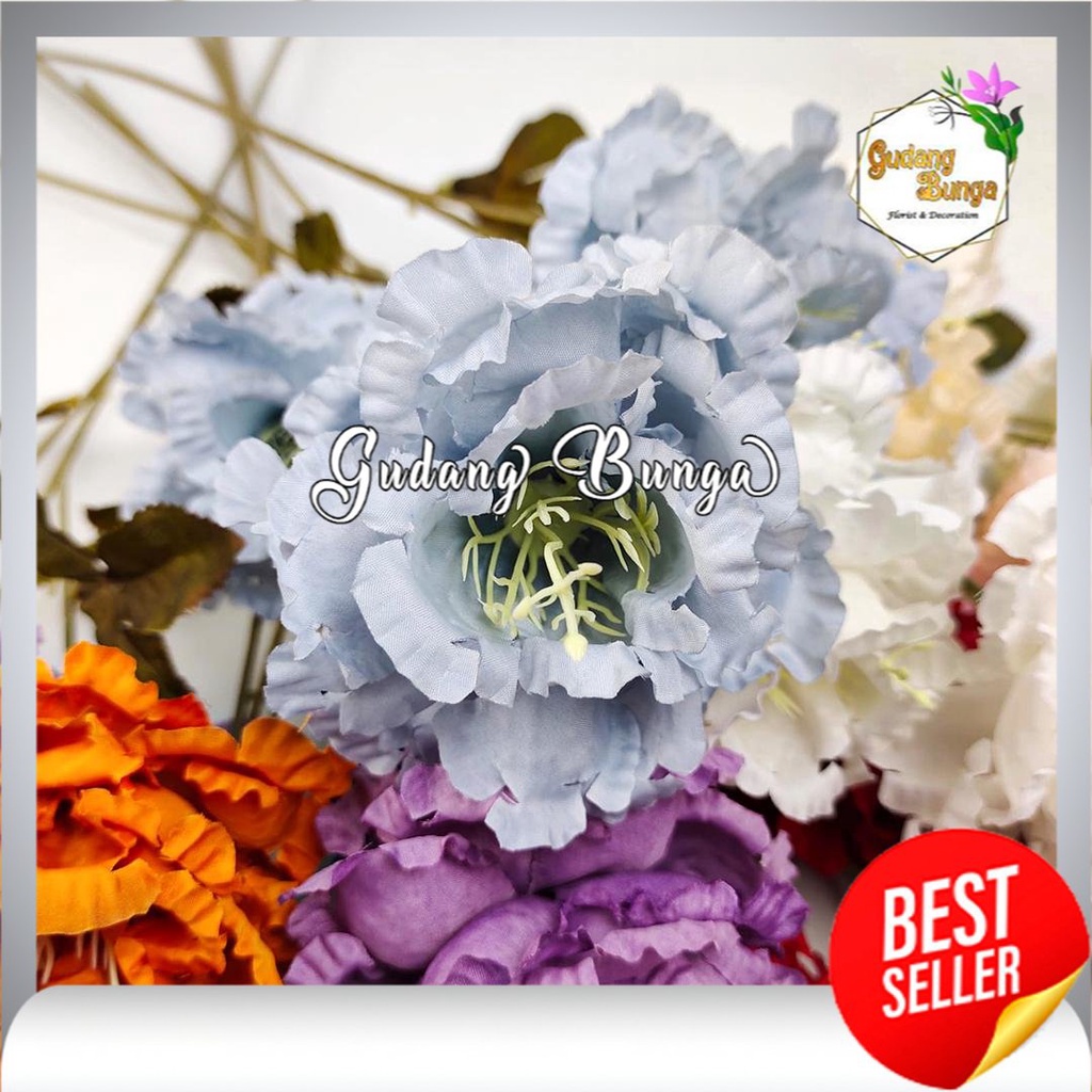 Peony Rush Cabang 3 Bunga artificial Imitasi kain untuk Dekorasi Hiasan cafe, kamar, rumah, dan dekorasi wedding atau pelaminan Import artificial palsu kain premium termurah