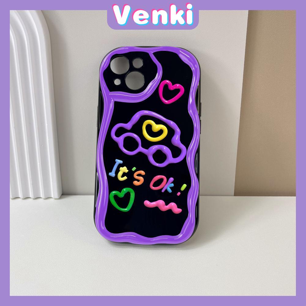 VENKI - For iPhone 11 iPhone Case 3D Curved Edge Wave Glossy Black TPU Airbag Shockproof Camera Cover Purple Car Compatible with iPhone 14 13 Pro max 12 Pro Max xr xs max 7 8Plus