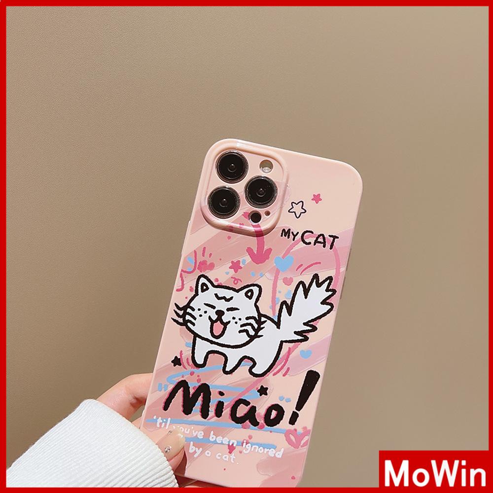 For iPhone 14 Pro Max iPhone Case Cream Glossy Soft Case TPU Shockproof Camera Cover Protection Graffiti Cat Compatible with iPhone 13 Pro max 12 Pro Max 11 xr xs max 7Plus 8Plus