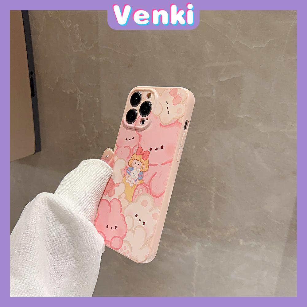 VENKI - For iPhone 11 iPhone Case Cream Glossy Soft Case TPU Shockproof Camera Cover Protection Cute Bear Compatible with iPhone 14 13 Pro max 12 Pro Max xr xs max 7Plus 8Plus