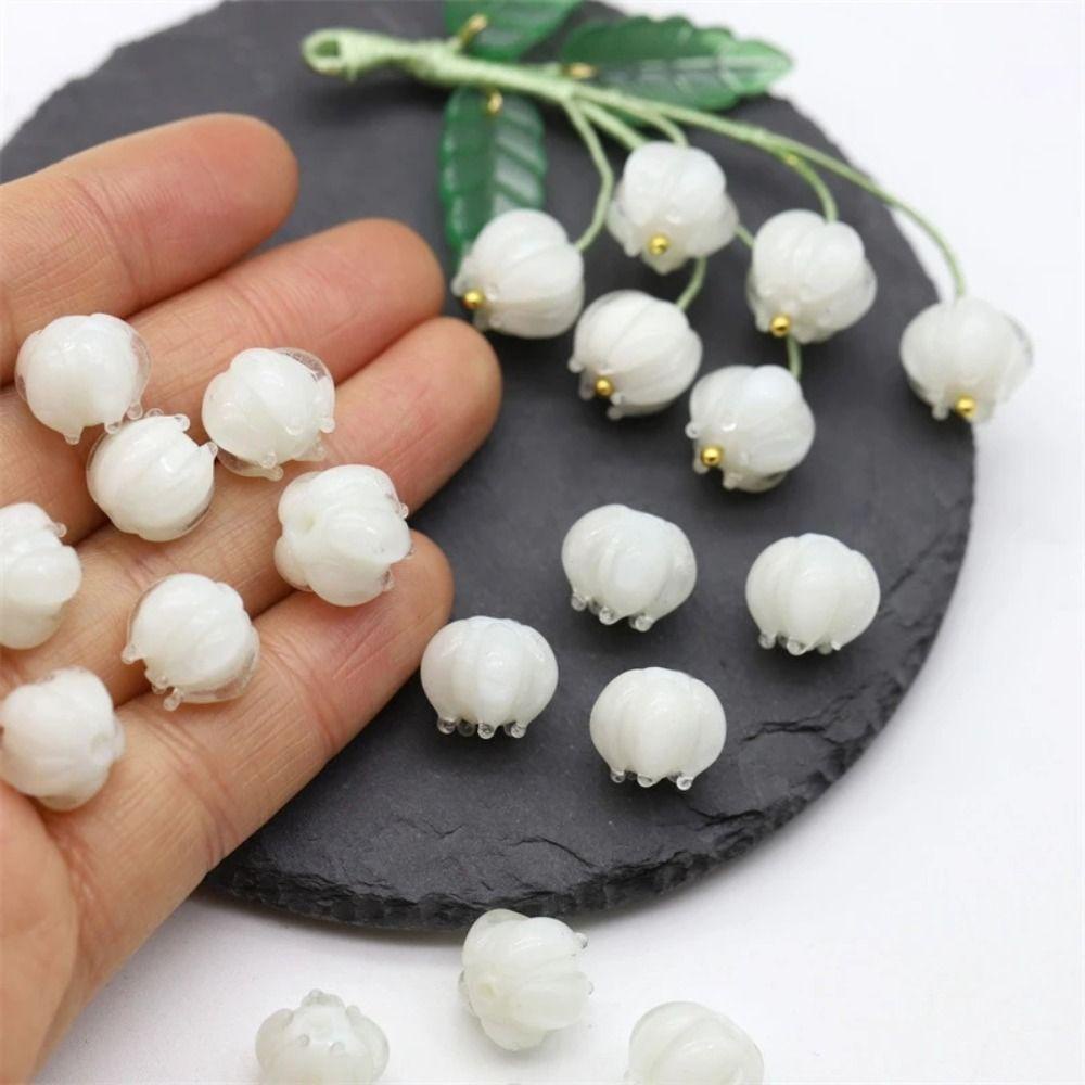 Mxbeauty Bell Anggrek Liuli Manik-Manik Hadiah Anting Mahasiswa Jepit Rambut DIY Kerajinan Membuat Perhiasan Untuk DIY Kaca Longgar Manik-Manik Gelang Membuat Kit Bunga Kuncup Manik-Manik