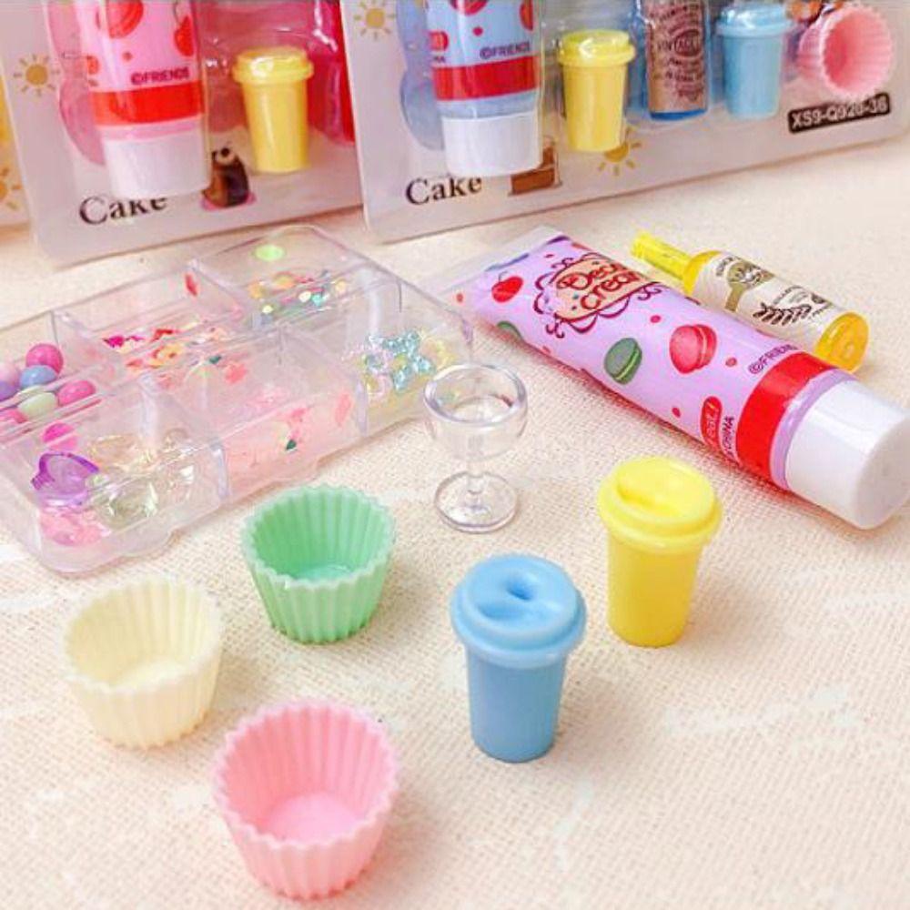 NICKOLAS1 Simulasi Cream Set Hadiah Anak Multicolour Pretend Play Mainan Edukasi Dini Ice Cream Making Cream Gum Diy Bahan Rekreasi Hiburan