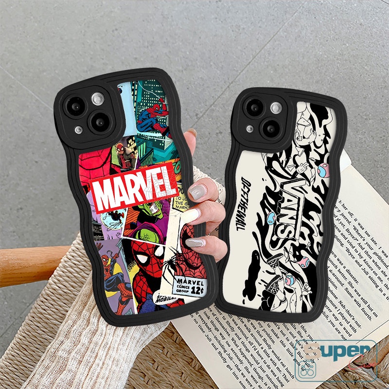 Casing Ponsel Kartun Kompatibel Untuk IPhone 7Plus 11 13 XR 14 12 Pro Max 6s 7 6 8 14 Plus X XS Max SE 2020 Fashion Tide Brand Label Doodle Lembut Bergelombang Penutup Tepi