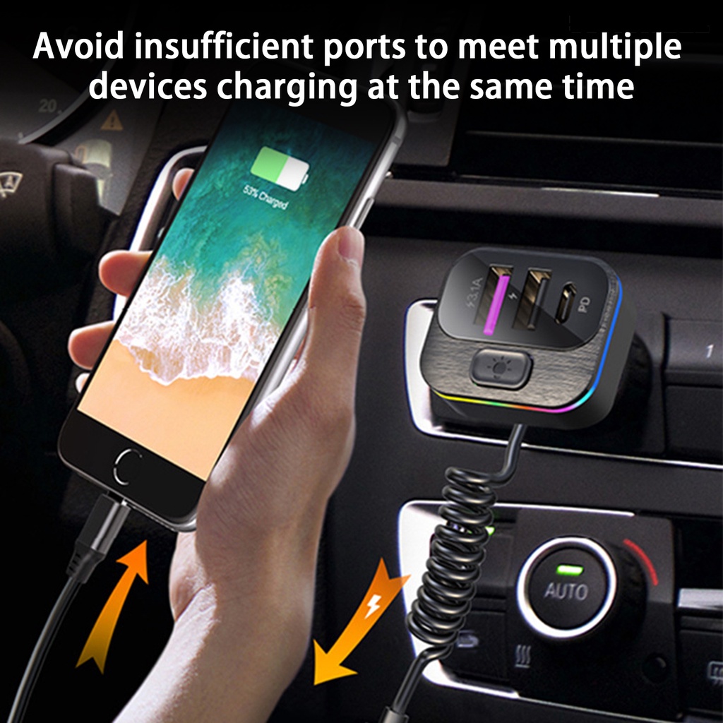 [SM Otomatis] Charger Mobil Shunt Cerdas Efisiensi Tinggi Pengisian Cepat Banyak Perlindungan 5port USB Fast Car Charger Aksesori Mobil