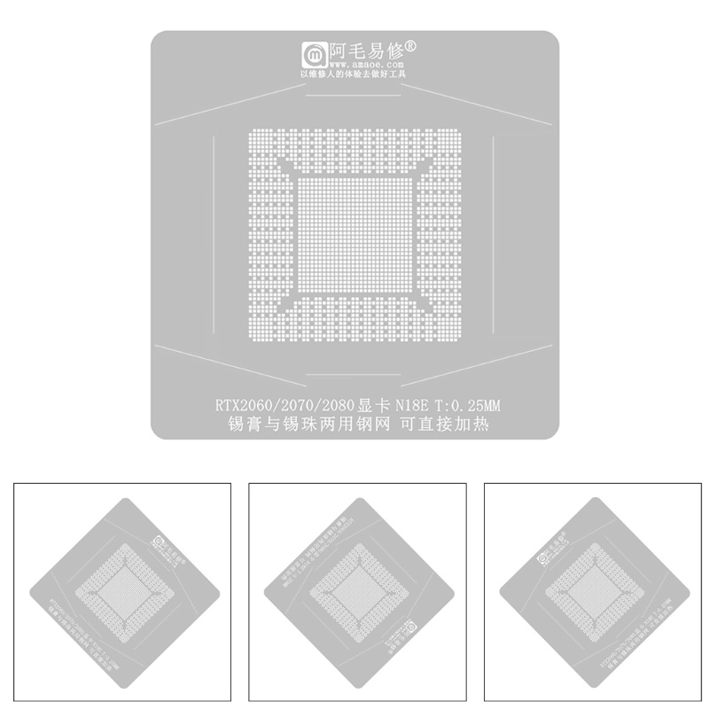 Vivi BGA Reballing Stensil Solder Steel Template Untuk RTX2080 IC Reball Station