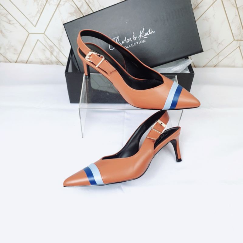 CxK Sepatu Wanita Slingback heels with stripe 1605-1