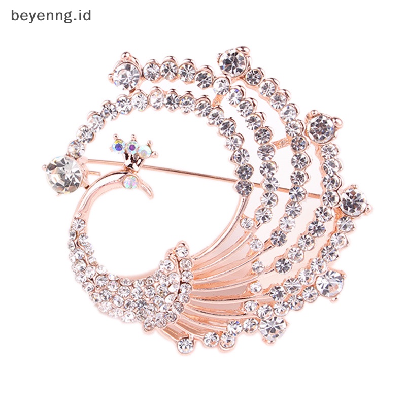 Beyen Kristal Merak Hewan Korsase Perjamuan Dekorasi Wanita Syal Bros Pin Perhiasan ID
