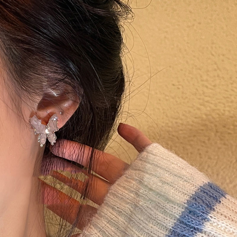 Jepang Korea Temperamen Kristal Kupu-Kupu Gaya Baru Musim Panas Indah Niche Desain Unik Anting