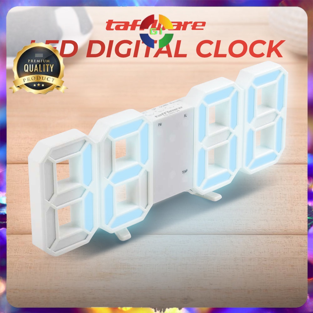 Jam Meja LED Digital Clock White/Blue
