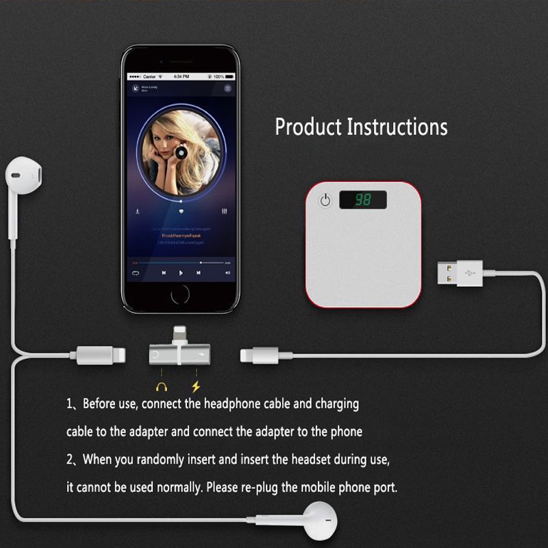 KINGMAS Audio Converter Lightning Audio Splitter for iPhone 7 &amp; Newer - JLD-7062