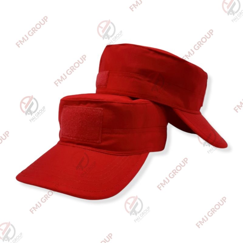 Topi Komando Tactical Merah Polos / Topi Reascue / Topi Pemadam Velcro