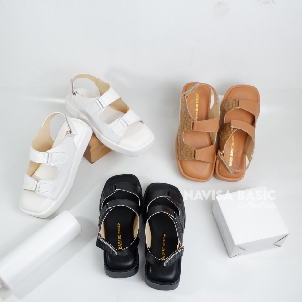 Sandal Tali Wanita Platform Sandal Croco Motif Terbaru Empuk