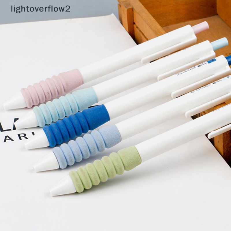 [lightoverflow2] 5pcs Pens Gel Pegang Lembut Set 0.5mm Ballpoint Tinta Warna Hitam Untuk Wrig Kantor Sekolah [ID]