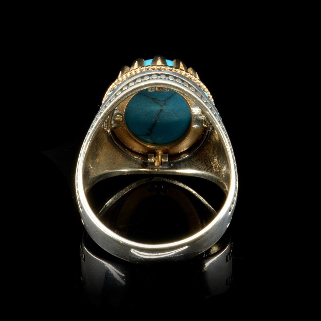 Pola Retro Turquoise Pria Cincin Pria Keren Zirkon Cincin Trendi Pria Single Ring