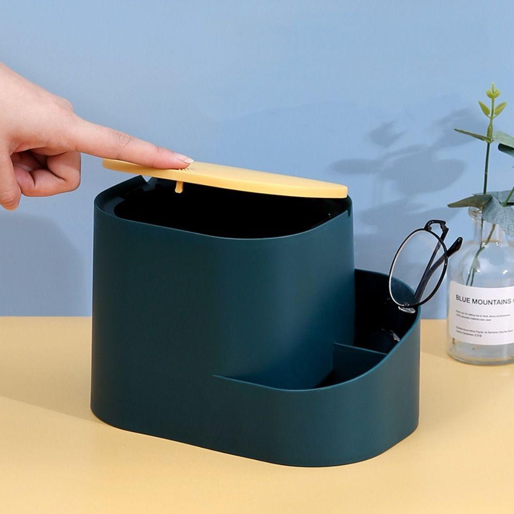 [Elegan] Tempat Sampah Plastik Multifungsi Portable Desktop Storage Box Push-Type Waste Bin