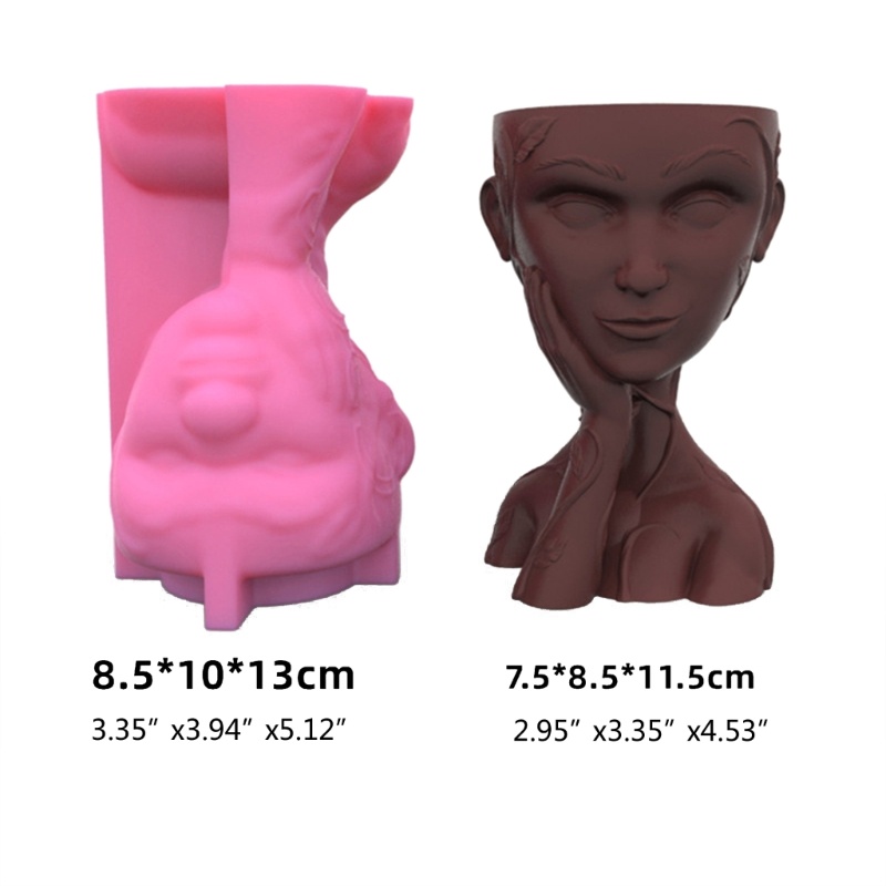 Siy Pot Bunga Cetakan Silikon Pipi Penyangga Thinker Mold Plester Craft Making Supply