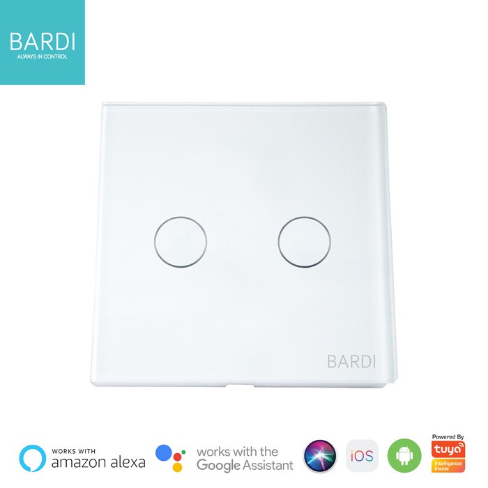 BARDI Smart Light Wallswitch Touch WiFi - EU 2 Gang White/Black Saklar Lampu Touchscreen