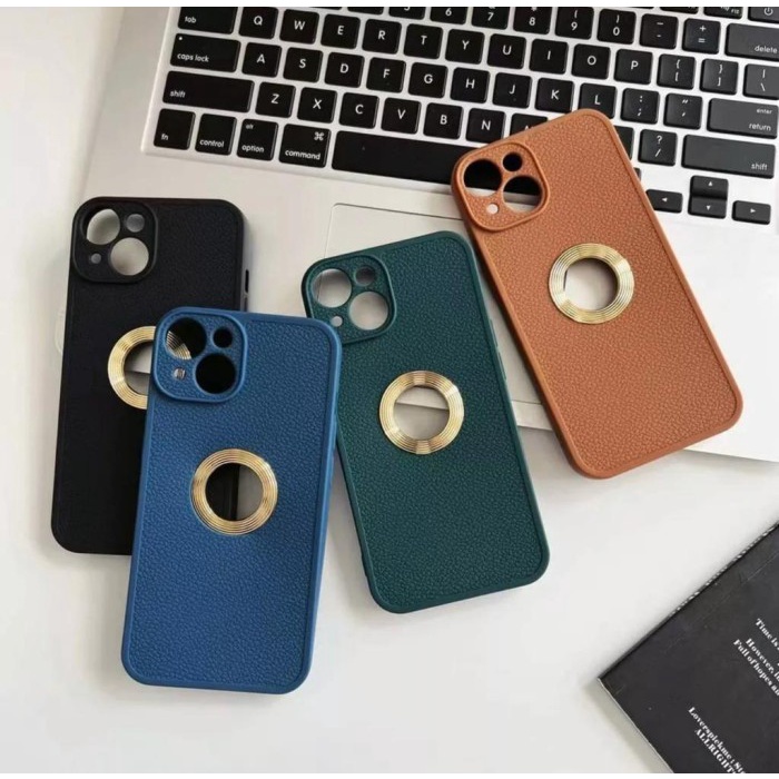 Luxury Leather HOLE LOGO iPhone 13/13 Pro/13ProMax/14/14 Pro/14 ProMax TPU Leather with Protection Camera