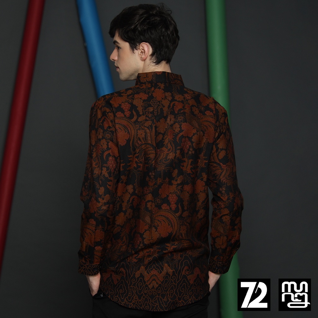 KEMEJA BATIK PRIA Dobby Lengan Panjang Slimfit Slim Fit Leandre Warna Hitam 723564 Cap 72 - Baju Kemeja Atasan Pakaian Setelan Batik Pria Cowok Laki Laki Remaja Keluarga Kantor Lengan Panjang Modern Slimfit Slim Fit Premium Kekinian