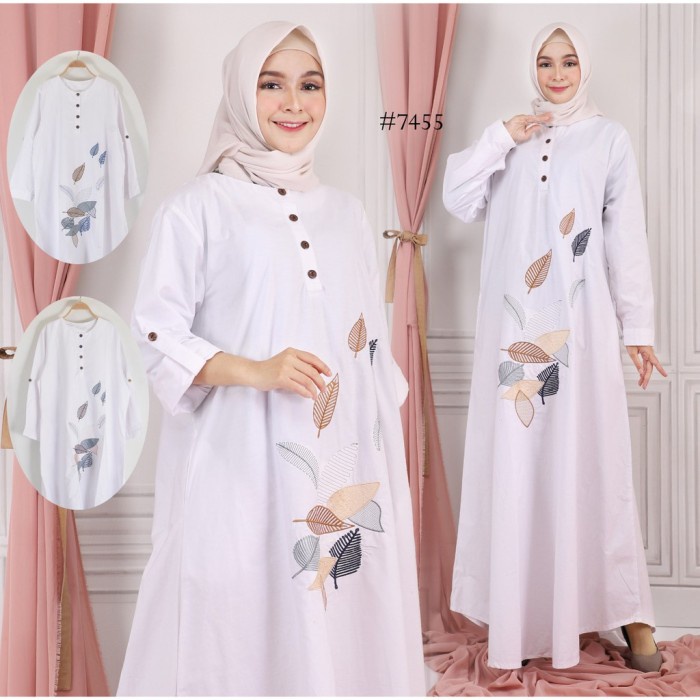 Gamis Jumbo Putih XXXL Model Bordir Dengan Ld 120 Cm - Putih, XXXL