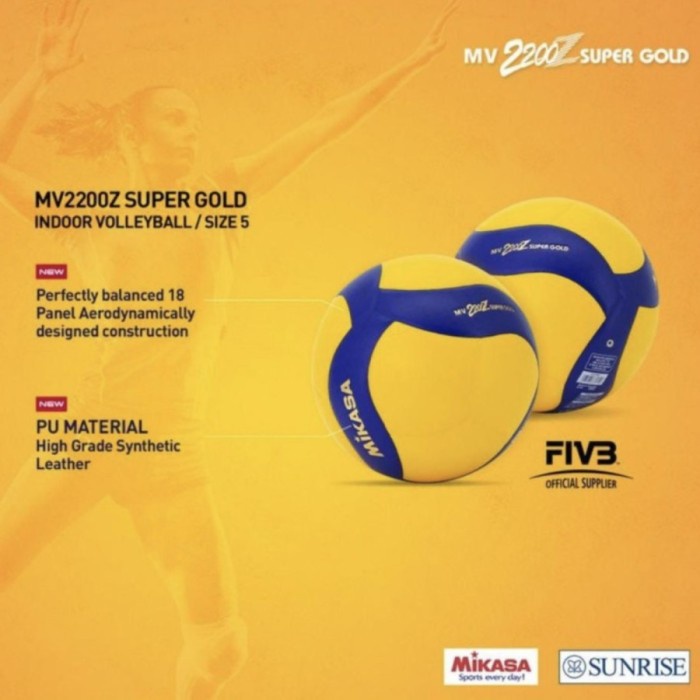 BOLA VOLI / VOLLY MIKASA MV2200Z SUPER GOLD / MV 2200Z SUPER GOLD ORI