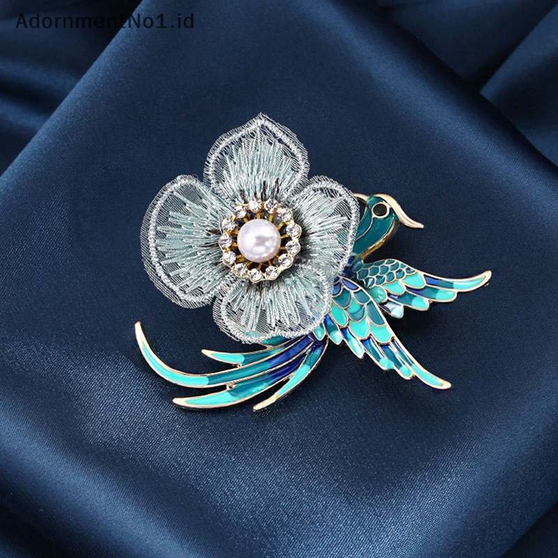 [AdornmentNo1] Fashion Bunga Mutiara Enamel Phoenix Burung Bros Pin Untuk Pakaian Wanita Aksesoris Pernikahan [ID]