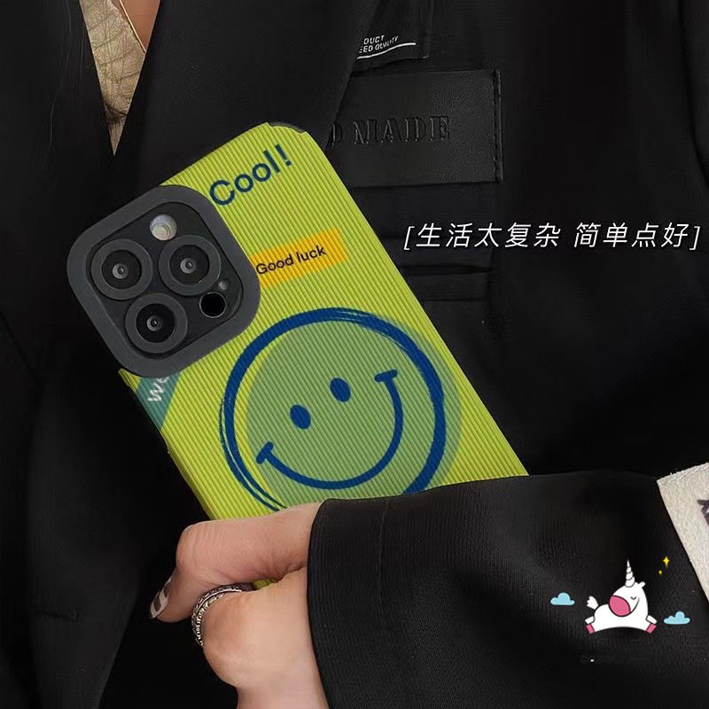 IPHONE Casing Kompatibel Untuk Iphone11 14 12 13 Pro MAX XR 7Plus 8Plus 7 8 Plus X XS MAX Kartun Lucu Smiley Face Binatang Lucu Beruang Tekstur Kulit Mewah Silicon Lembut Shockproof Case