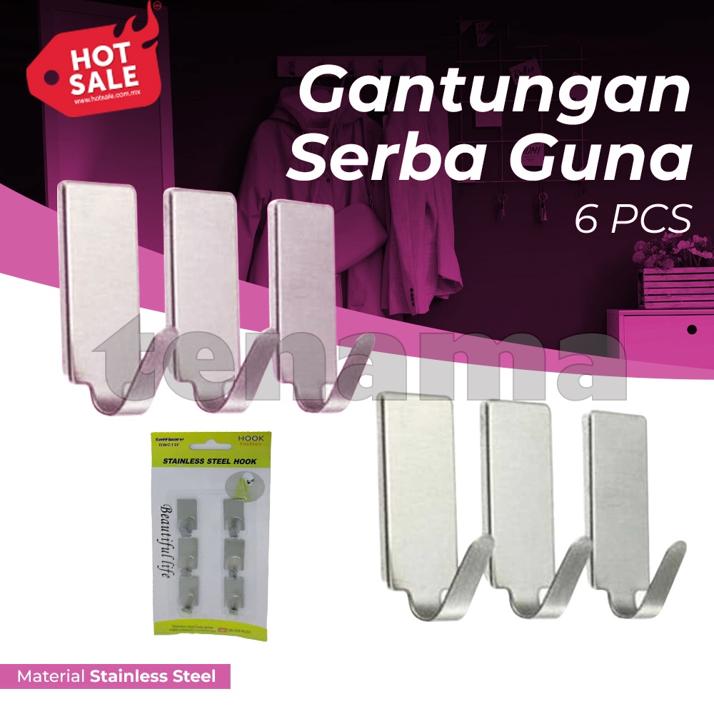 Gantungan Serba Guna 6 PCS Stainless Steel