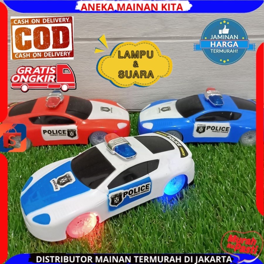 Mainan Anak Mobil Polisi baterai Super Police Car Ada Musik Dan Ban BerLampu / Mainan Anak Laki Laki BerSNI Murah