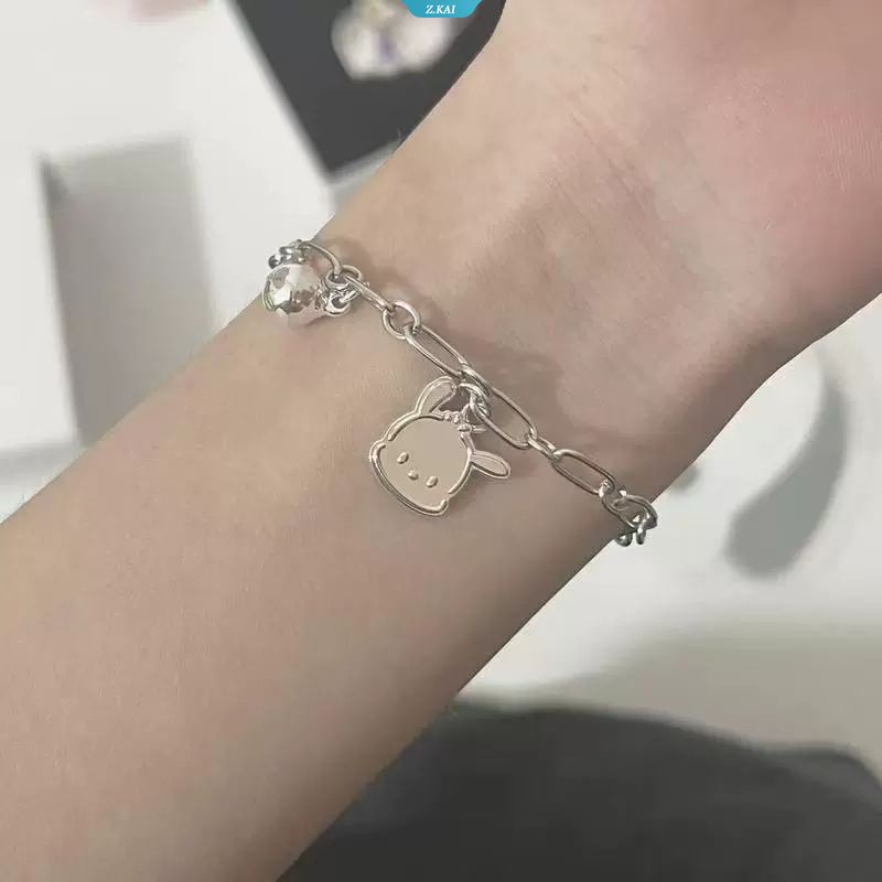 Kawaii Sanrio Pochacco Kalung Bell Gelang Siswa Teman Manis Hadiah Gadis Jantung Hiasan Handwear Ins Desain Tangan String Gadis Hadiah Natal [ZK]