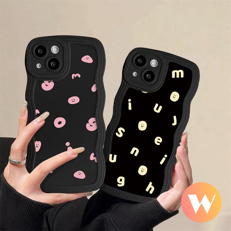 Ins Couple Simple Cartoon Alphabet Smile Case for Infinix Hot 10s 10 8 12 Pro 20 12i 11s 9 10Lite 20s Note 12 G96 10 Pro Hot 12 10 9 11 Play Smart 4 5 6 Plus Wavy Edge Soft Cover