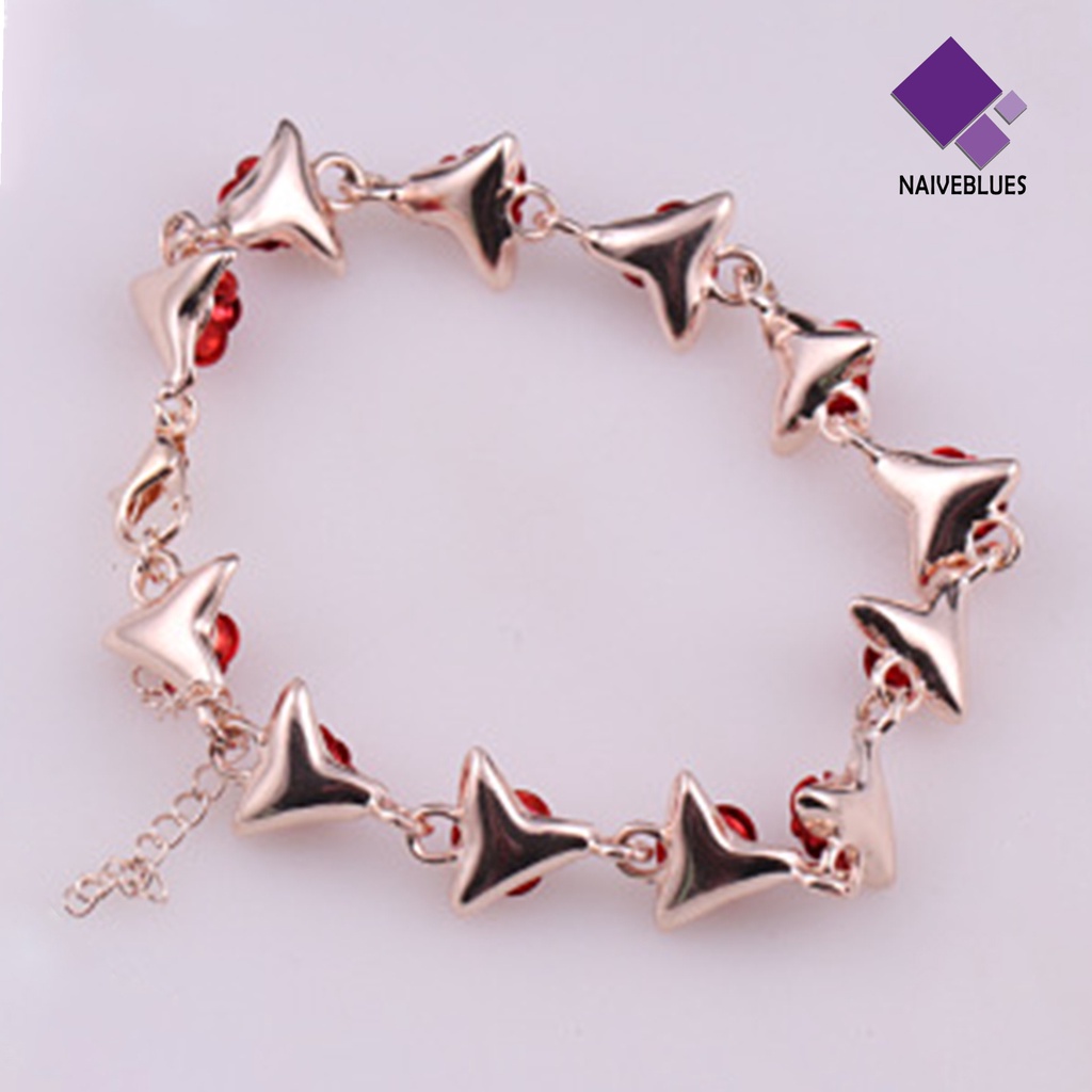 &lt; Naiveblues &gt; Gelang Tangan Wanita Rantai Mawar Merah Hias Halus Valentine Tangan Untuk Hadiah